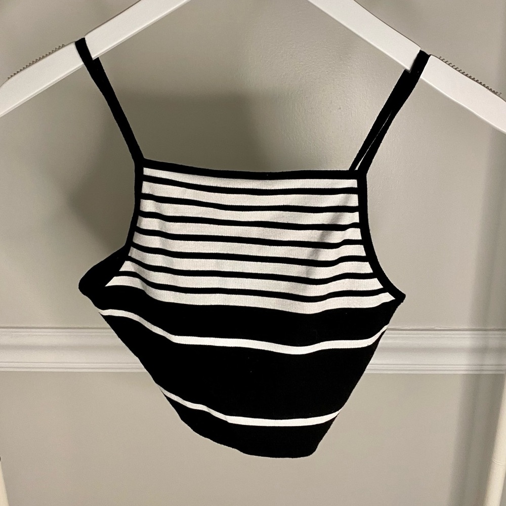 Topshop Black & White Crop Top